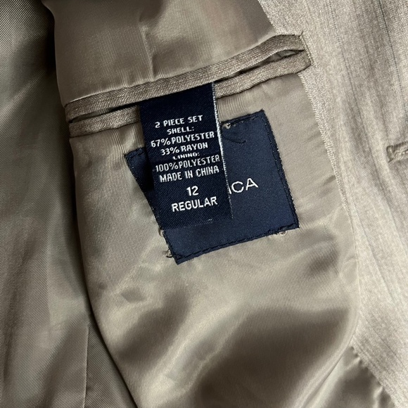 Nautica Mens Tan Brown Blazer Polyester Blend Fully Lined 12 - Picture 2 of 9